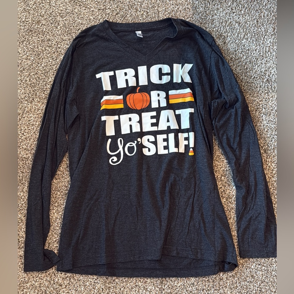 Black Trick or Treat Graphic Long Sleeve Shirt